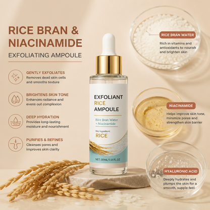 Rice Bran & Niacinamide Exfoliating Ampoule – Brightens and Hydrates Skin