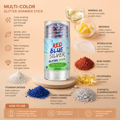 Multi-Color Glitter Shimmer Stick – Sparkling Makeup For Face Hair & Body