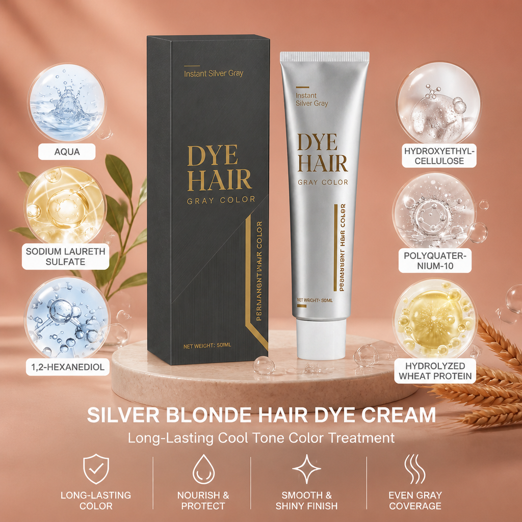 Silver Blonde Hair Dye Cream – Long-Lasting Cool Tone Color Treatment