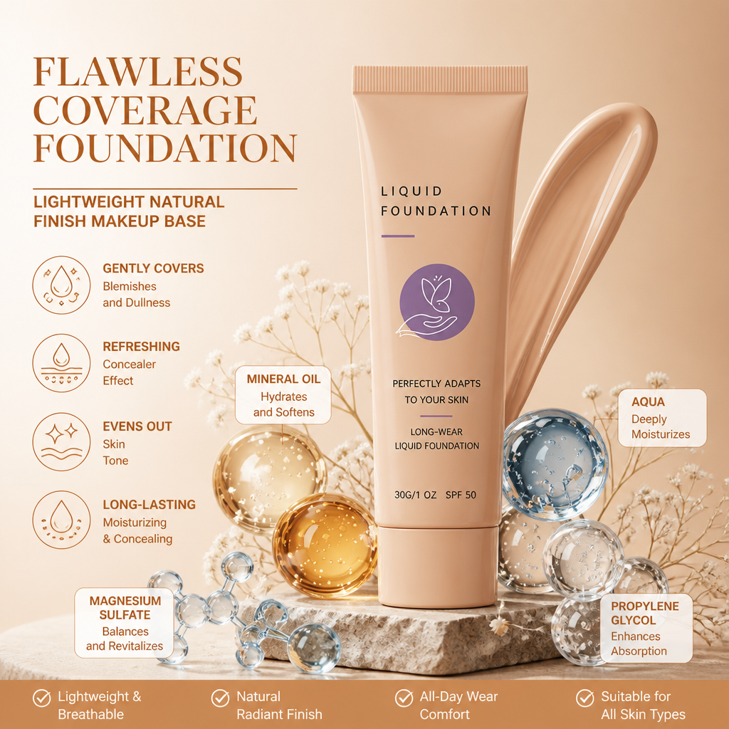 Flawless Coverage Foundation – Lightweight Natural Finish Makeup Base