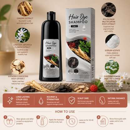 Black Hair Dye Shampoo – Easy Color Refresh For Natural-Looking Dark Hair