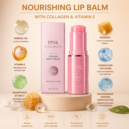 Nourishing Lip Balm with Collagen & Vitamin E for Soft, Smooth Lips