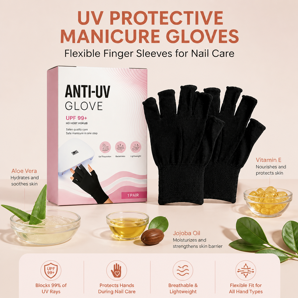 UV Protective Manicure Gloves – Flexible Finger Sleeves For Nail Care