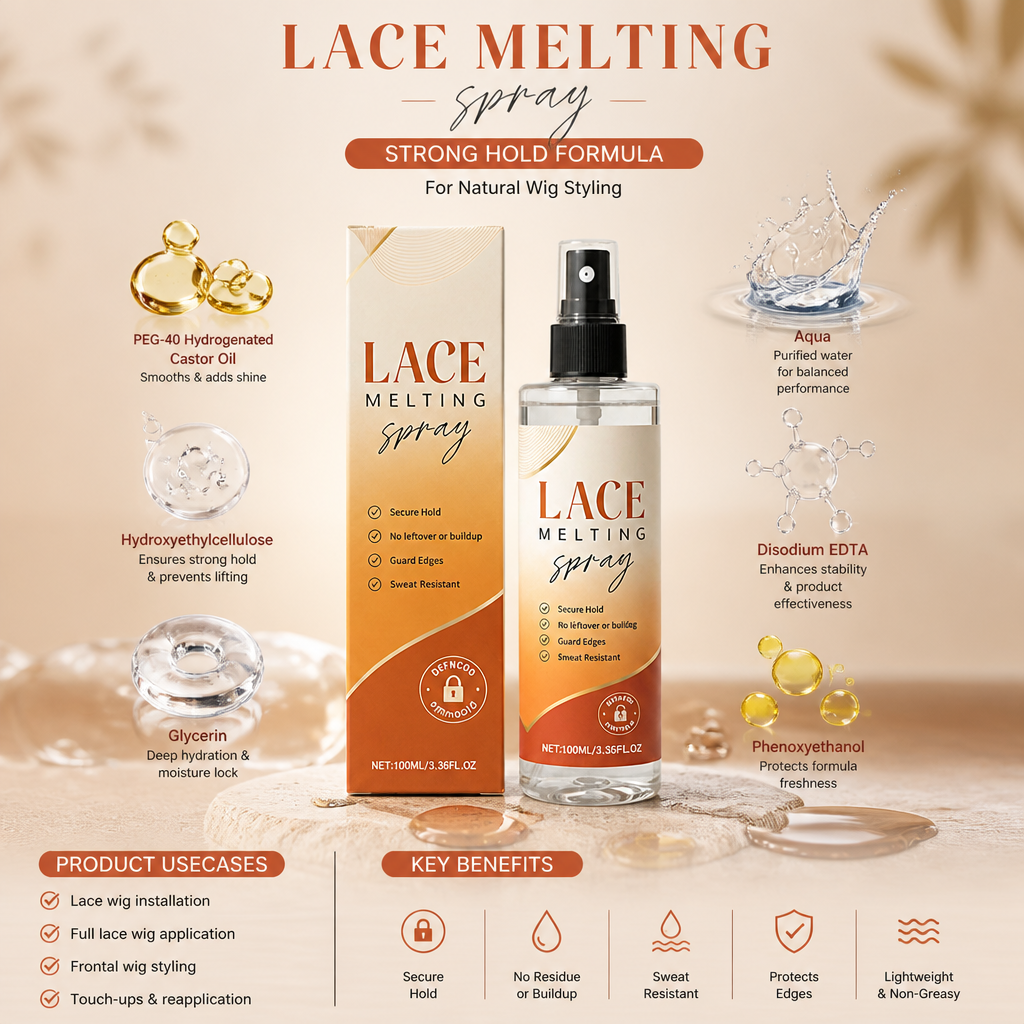 Lace Melting Spray – Strong Hold Formula For Natural Wig Styling