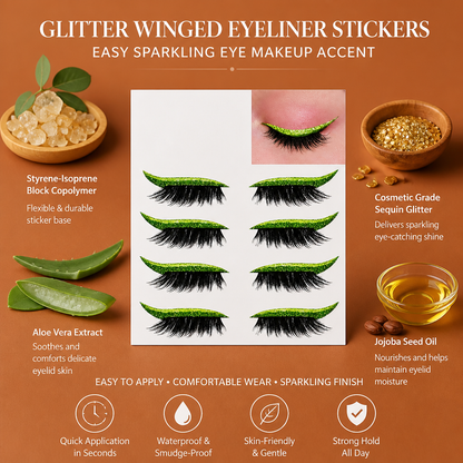 Glitter Winged Eyeliner Stickers – Easy Sparkling Eye Makeup Accent