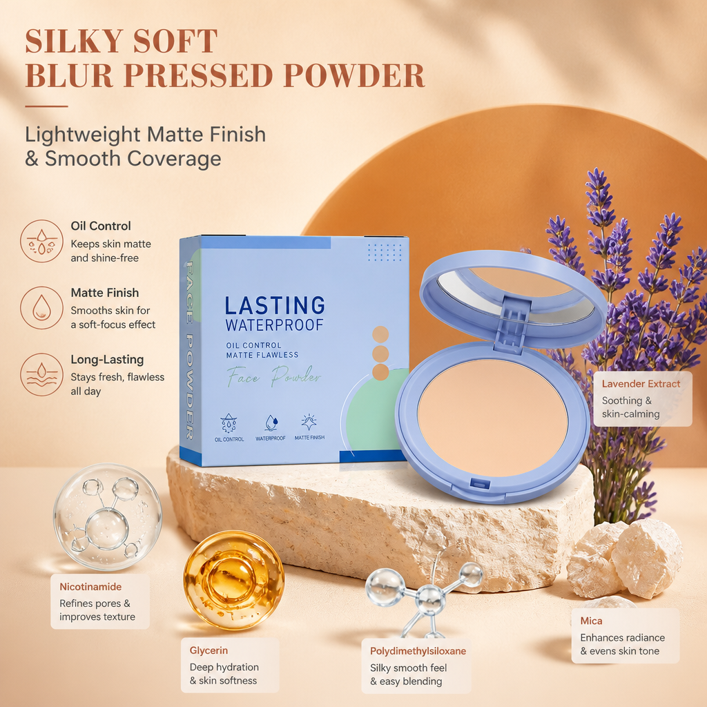 Silky Soft Blur Pressed Powder – Lightweight Matte Finish & Smooth Coverage