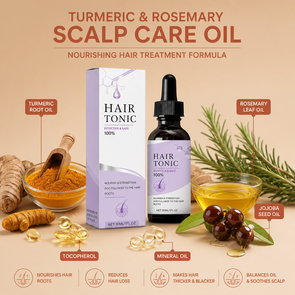 Turmeric & Rosemary Scalp Care Oil – Nourishing Hair Treatment Formula