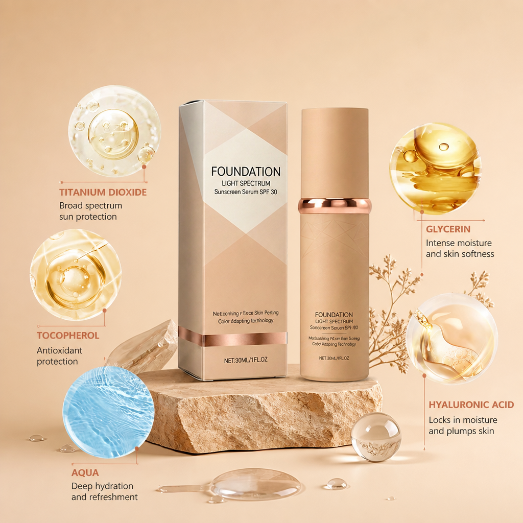 Foundation Light Spectrum Sunscreen Serum – Hydrating Coverage With SPF Care