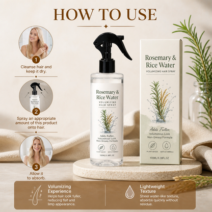 Rosemary & Rice Water Hair Spray – 100% Natural Hair Mist for Soft, Smooth & Healthy-Looking Hair