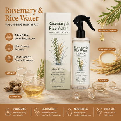 Rosemary & Rice Water Hair Spray – 100% Natural Hair Mist for Soft, Smooth & Healthy-Looking Hair