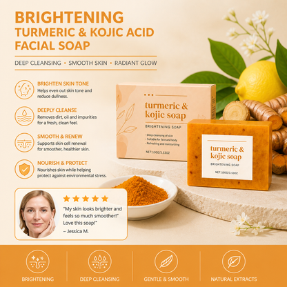Brightening Turmeric & Kojic Acid Facial Soap – Smooth Glow Cleansing Bar