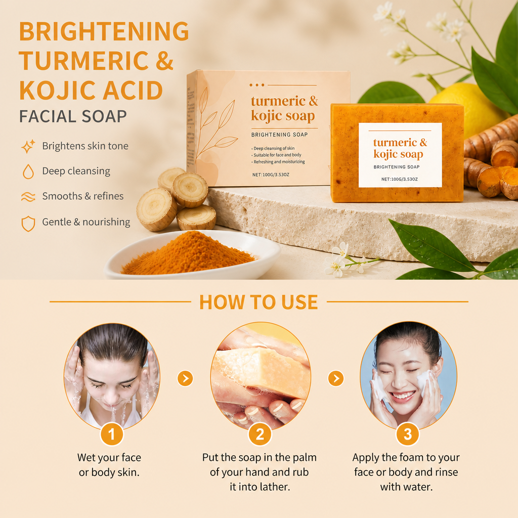 Brightening Turmeric & Kojic Acid Facial Soap – Smooth Glow Cleansing Bar