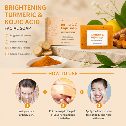 Brightening Turmeric & Kojic Acid Facial Soap – Smooth Glow Cleansing Bar