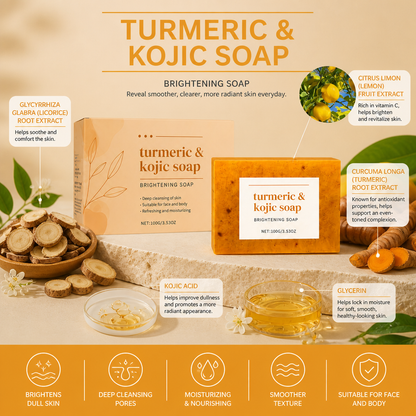 Brightening Turmeric & Kojic Acid Facial Soap – Smooth Glow Cleansing Bar