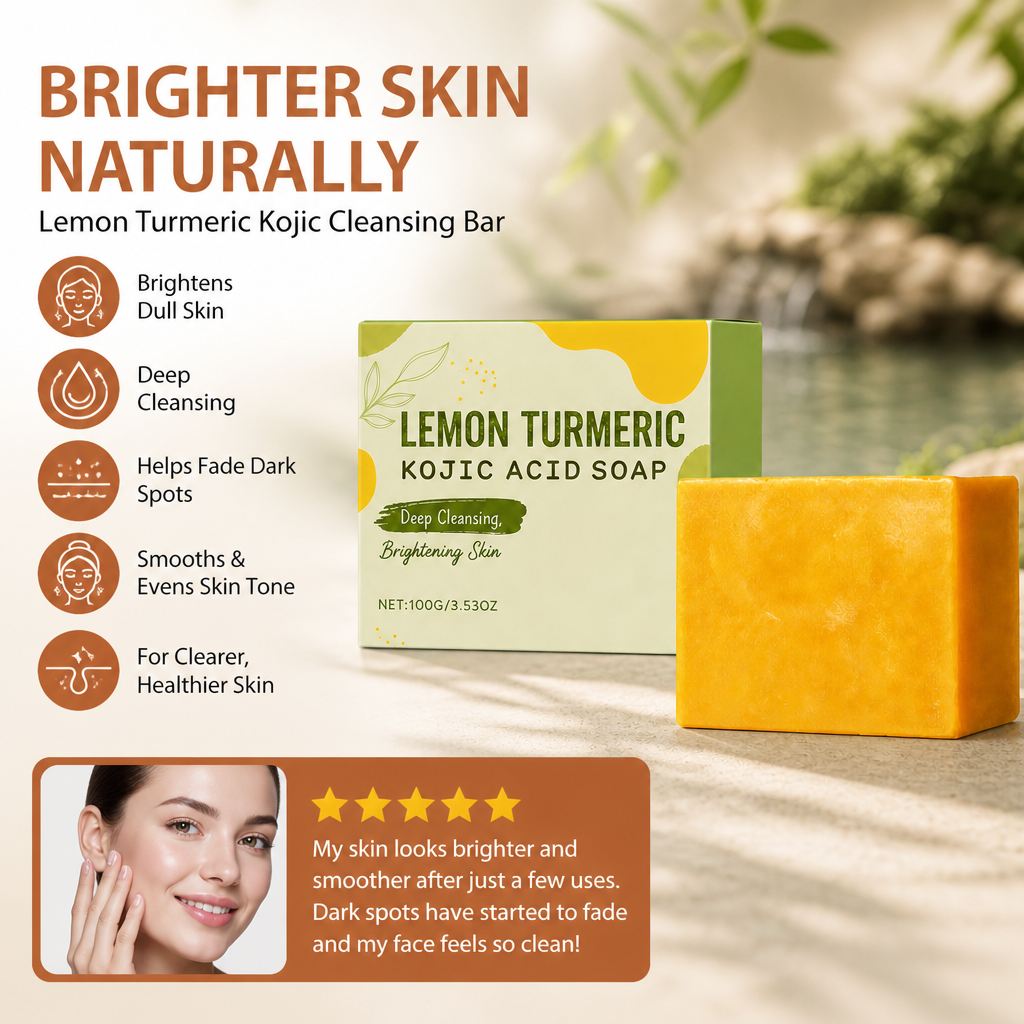 Lemon Turmeric Kojic Cleansing Bar for Brighter, Smoother Skin