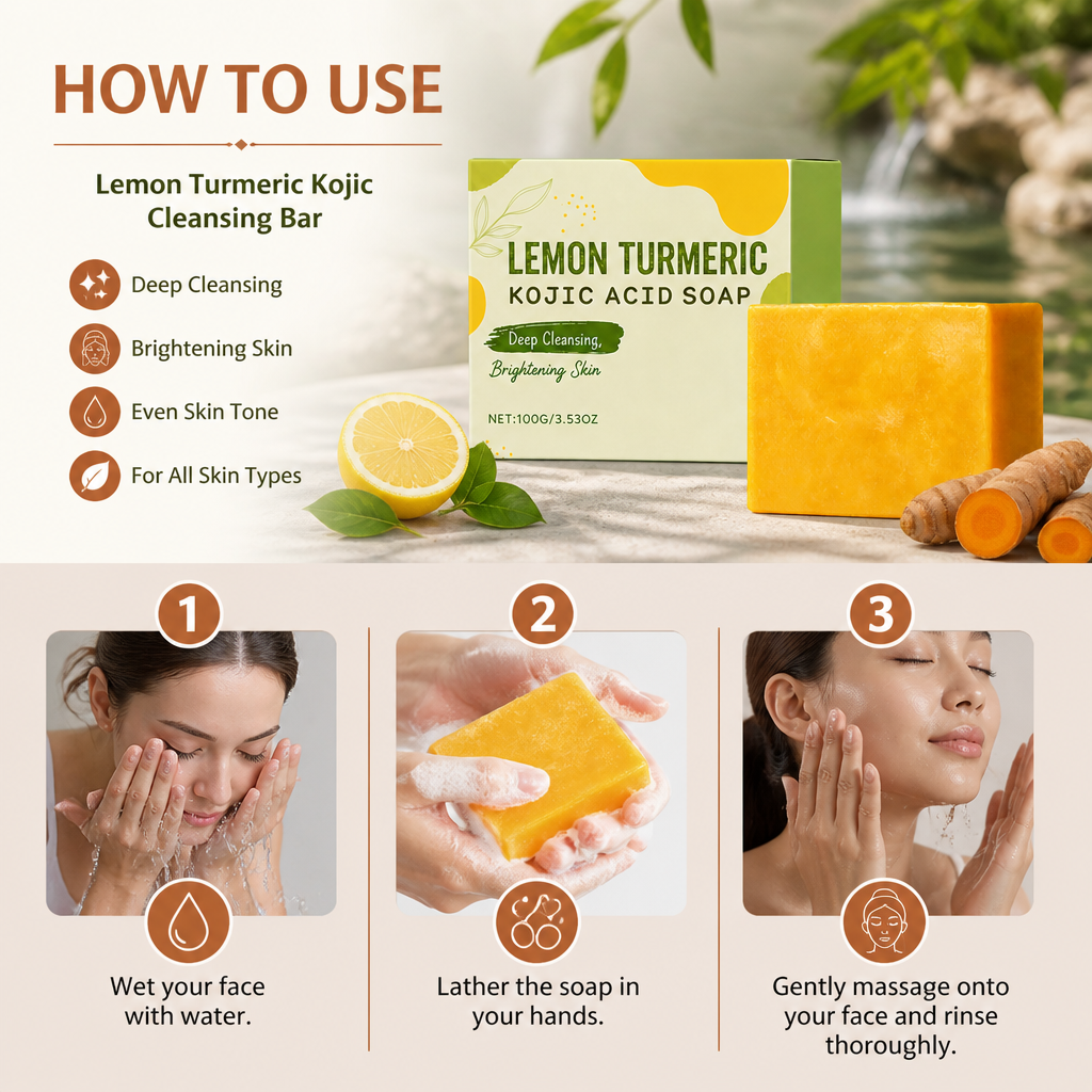 Lemon Turmeric Kojic Cleansing Bar for Brighter, Smoother Skin