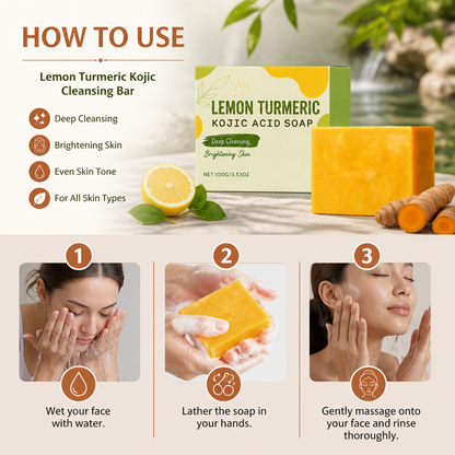 Lemon Turmeric Kojic Cleansing Bar for Brighter, Smoother Skin