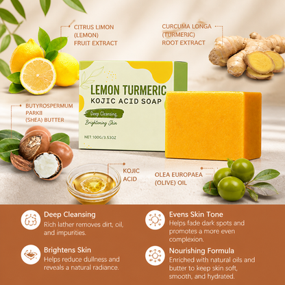 Lemon Turmeric Kojic Cleansing Bar for Brighter, Smoother Skin