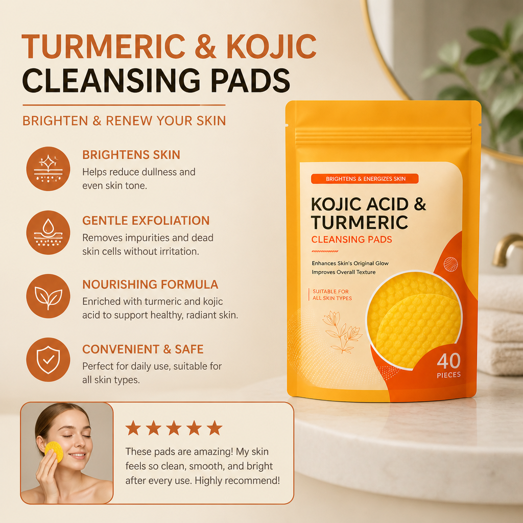 Turmeric & Kojic Cleansing Pads – Gently Exfoliate & Brighten Skin
