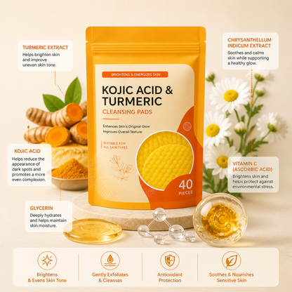 Turmeric & Kojic Cleansing Pads – Gently Exfoliate & Brighten Skin
