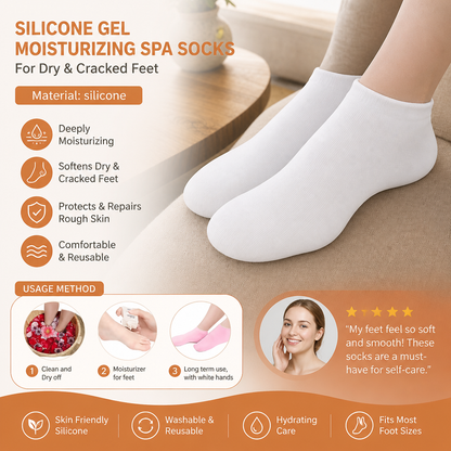 Silicone Gel Moisturizing Spa Socks for Dry & Cracked Feet