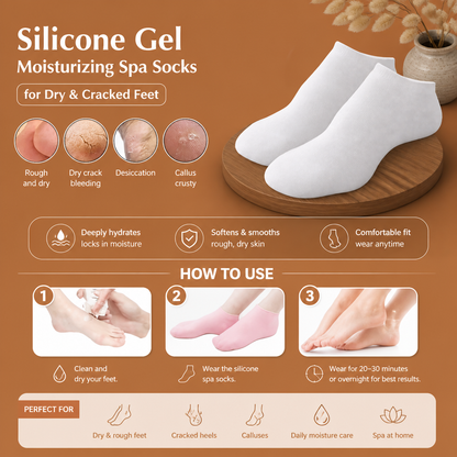 Silicone Gel Moisturizing Spa Socks for Dry & Cracked Feet