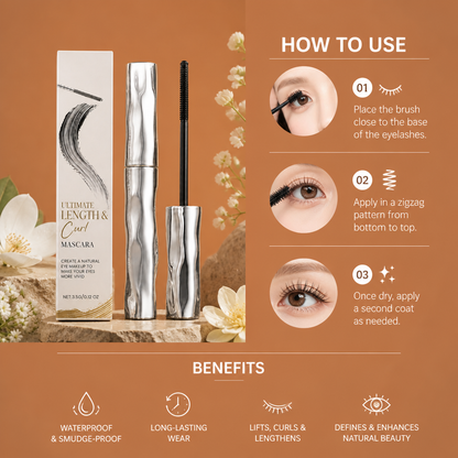 Waterproof Curl & Length Mascara – Long-Lasting Smudge-Proof Formula
