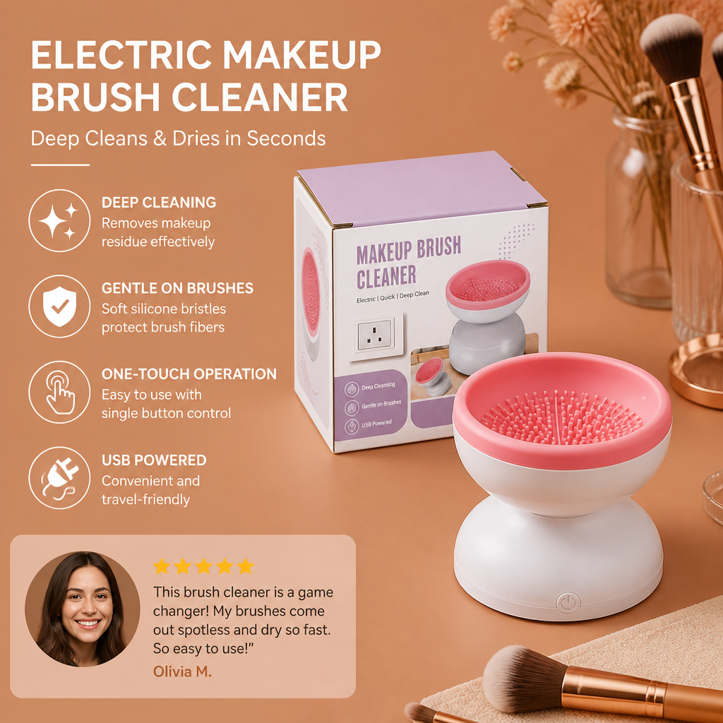 Electric Makeup Brush Cleaner – Deep Cleans & Dries in Seconds