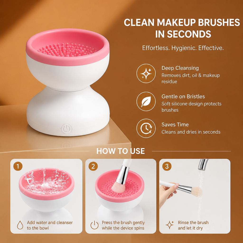 Electric Makeup Brush Cleaner – Deep Cleans & Dries in Seconds