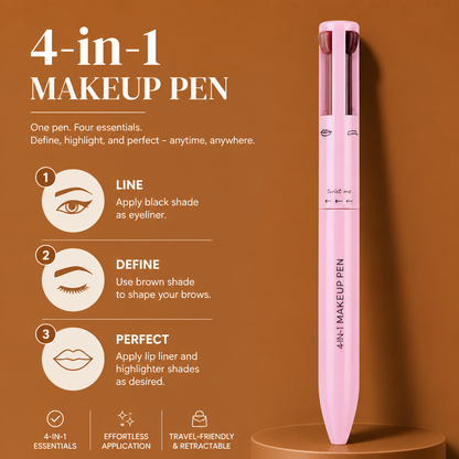 4-in-1 Makeup Pen – Eyeliner, Highlighter, Lip Liner & Brow Liner