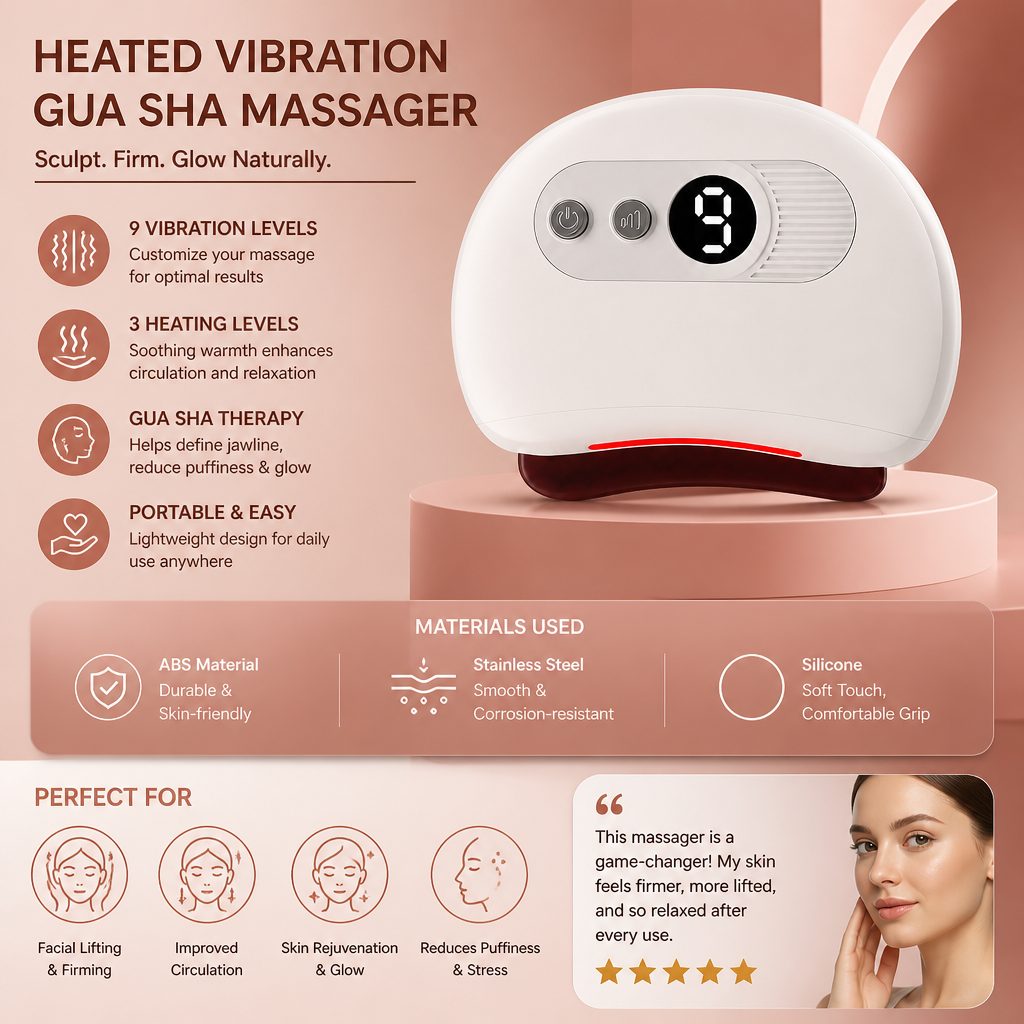 Portable Electric Gua Sha Face Massager – Heated Vibration Skin Tightening & Lifting Tool