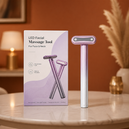 4-in-1 Rotating Red Light Therapy & EMS Facial and Eye Care Wand with Warming Function