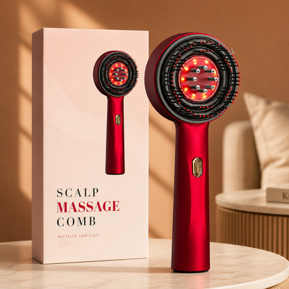 Infrared Red Light Shiatsu Scalp Massager with Oil Applicator for Hair Growth Support