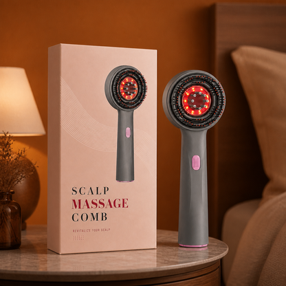 Infrared Red Light Shiatsu Scalp Massager with Oil Applicator for Hair Growth Support