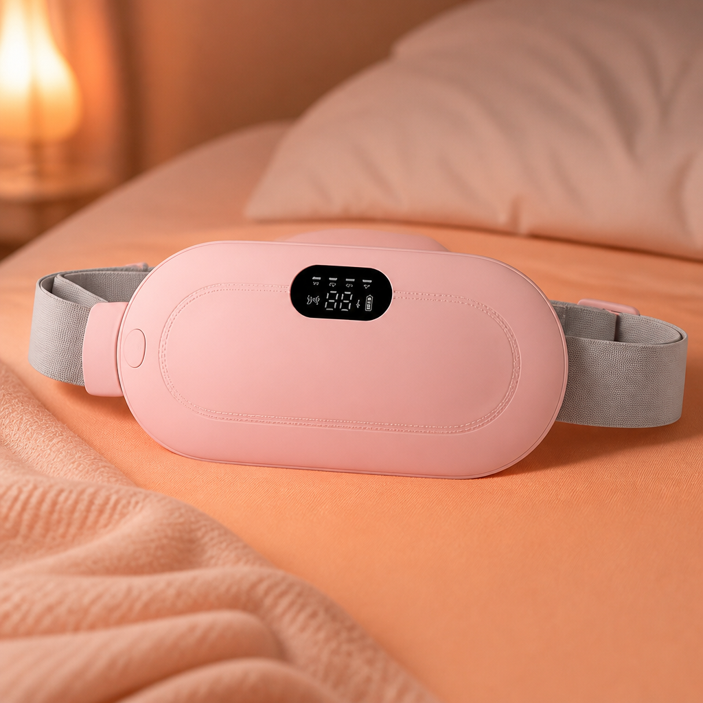 Period Pain Relief Heating Pad & Abdominal Massager with Heat & Vibration for Period Cramps