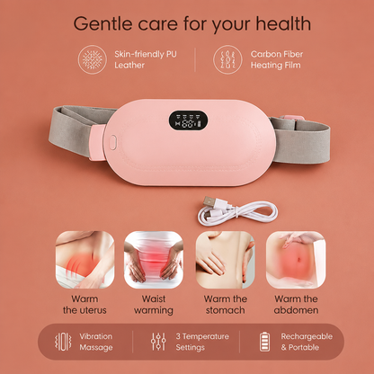 Period Pain Relief Heating Pad & Abdominal Massager with Heat & Vibration for Period Cramps