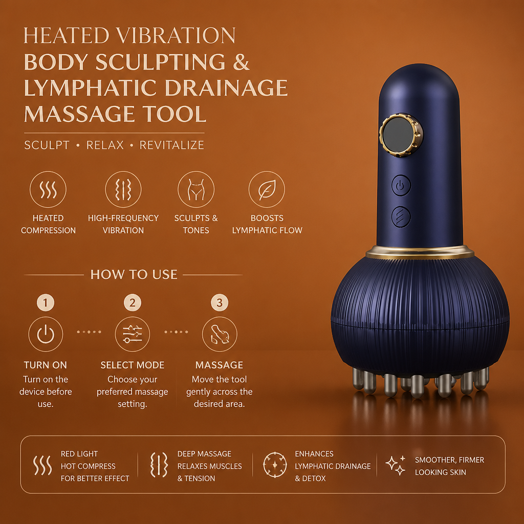 Heated Vibration Body Sculpting & Lymphatic Drainage Massage Tool