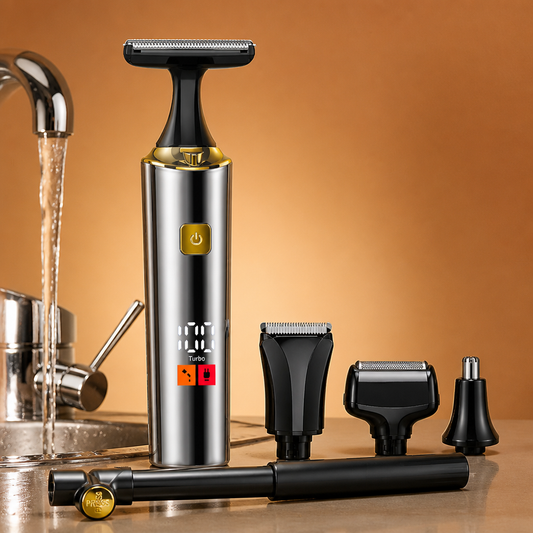 4-in-1 Waterproof Electric Body Groomer & Back Shaver for Men with Long Handle