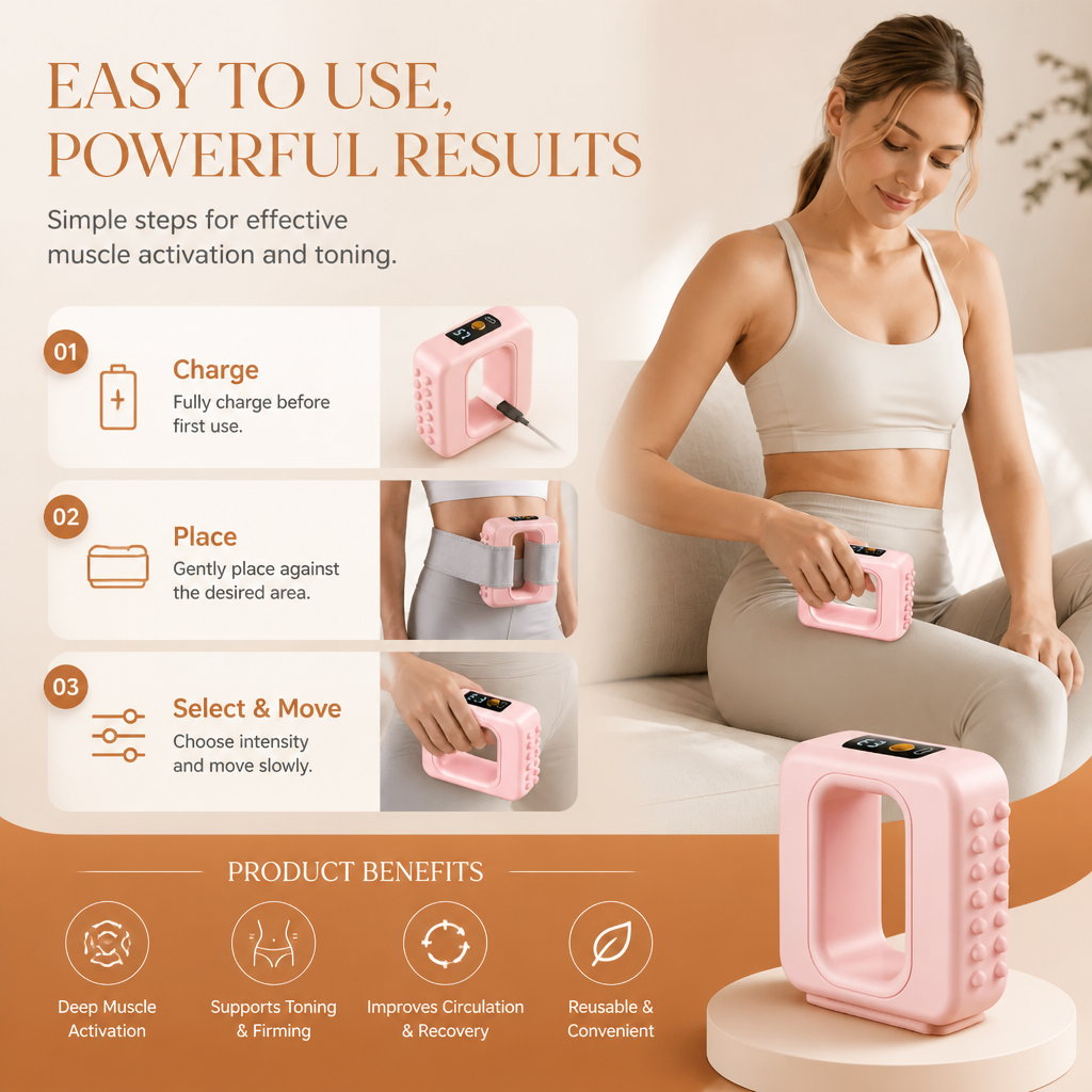 Fascia Massage Device – Vibrating Muscle Activation and Body Shaping Device for Abdomen, Waist and Full Body