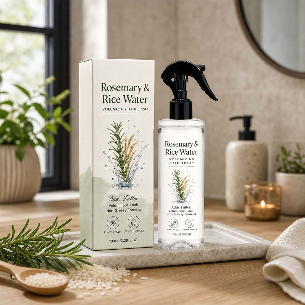 Rosemary & Rice Water Hair Spray – 100% Natural Hair Mist for Soft, Smooth & Healthy-Looking Hair