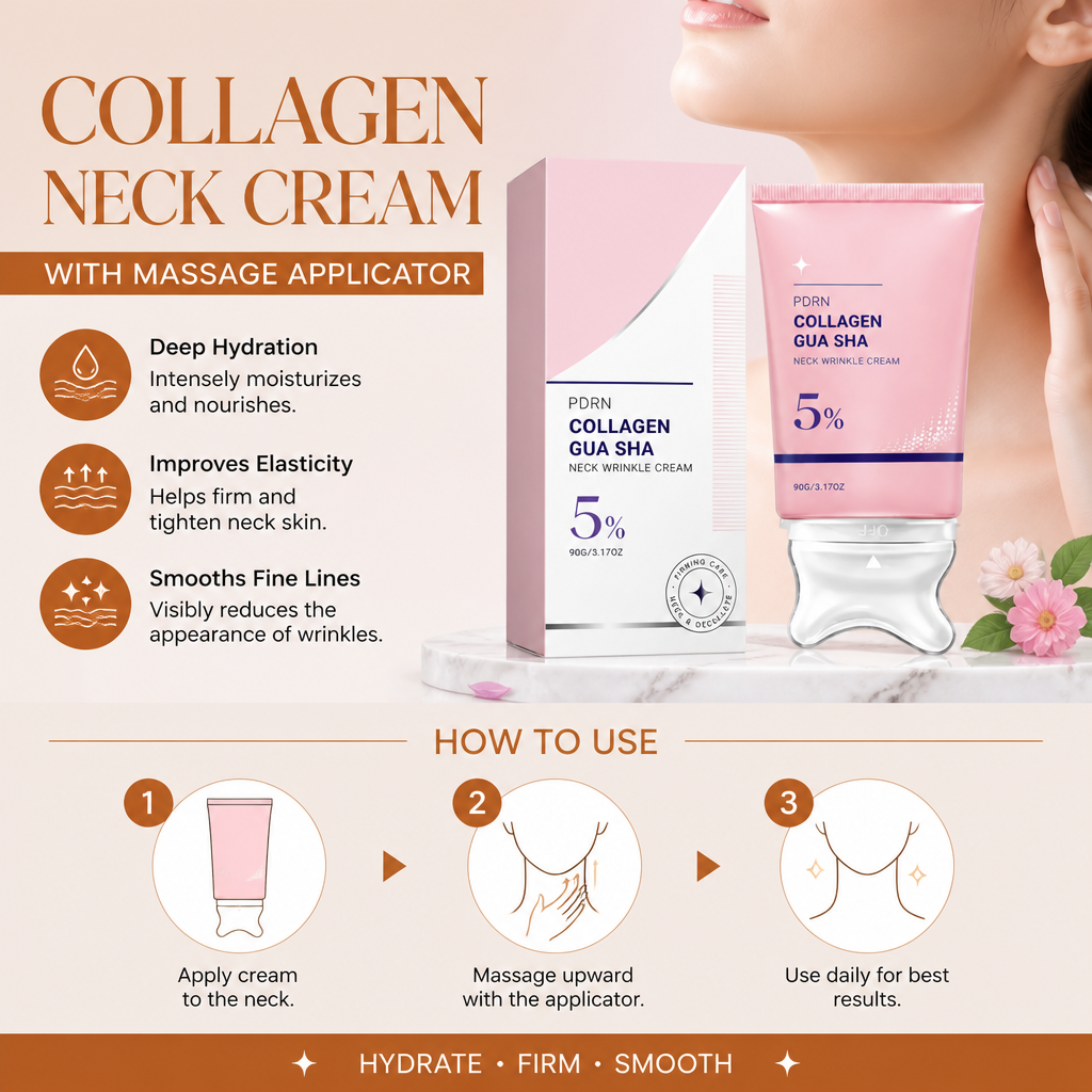 Collagen Neck Cream with Massage Applicator – Hydrates & Smooths Neck Skin