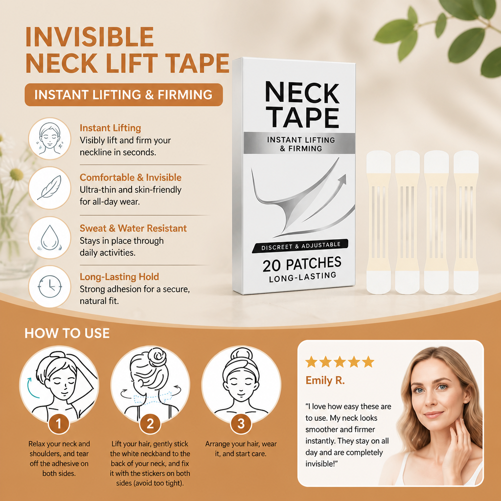 Invisible Neck Lift Tape – Firming Adhesive Strips for a Smooth Neckline