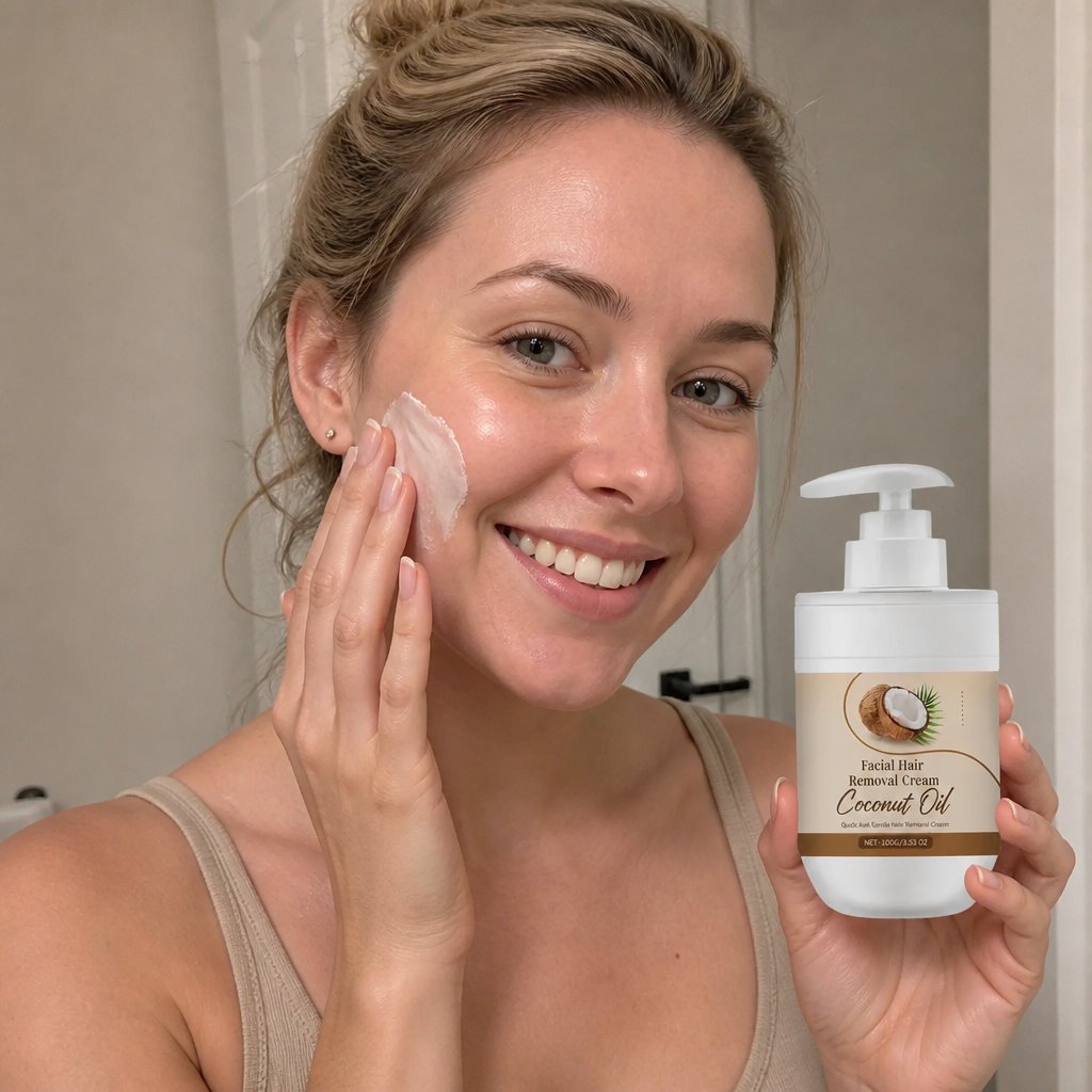 Coconut Oil Facial Hair Removal Cream for Smooth Soft Skin Care