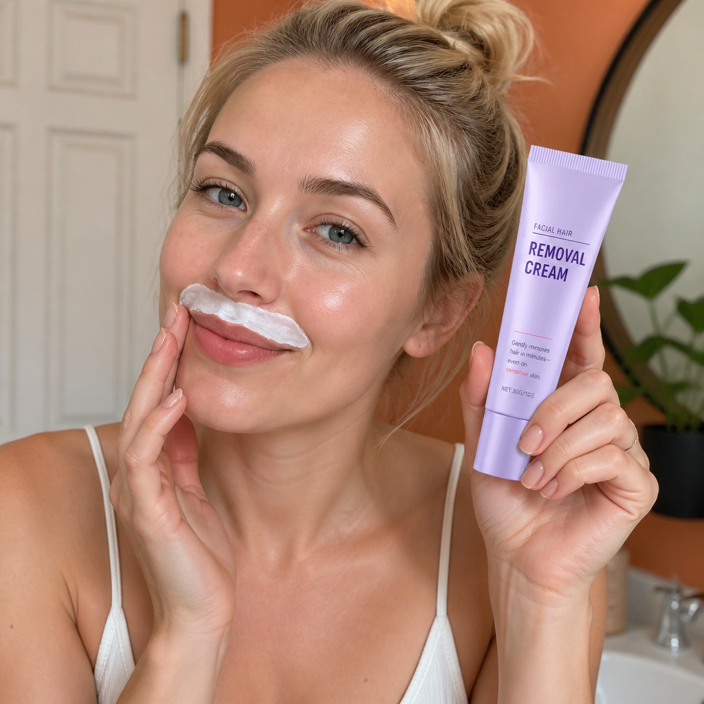 Gentle Facial Hair Removal Cream with Nourishing Skin Care Formula
