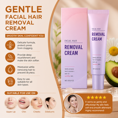 Gentle Facial Hair Removal Cream with Nourishing Skin Care Formula