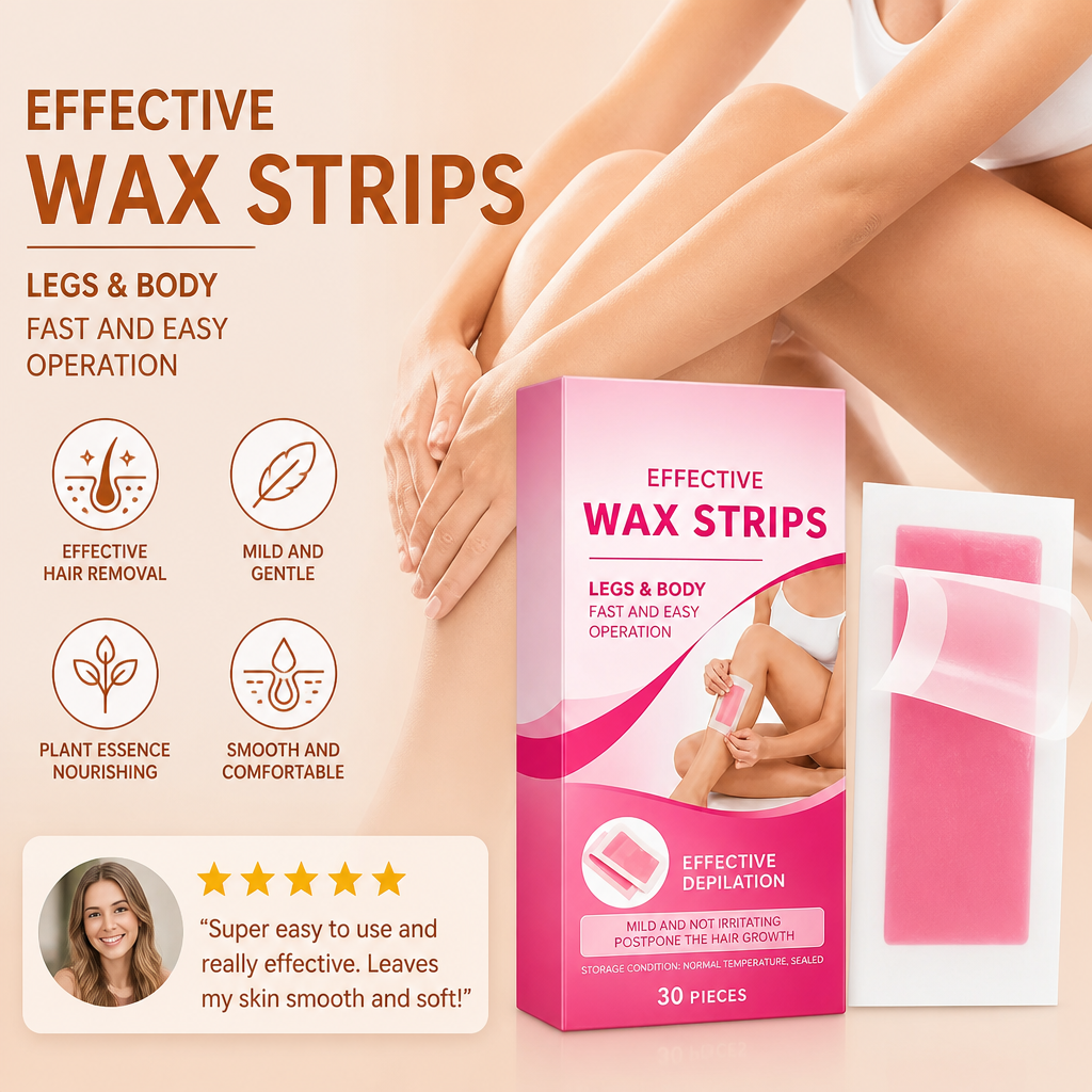 Gentle Wax Hair Removal Strips with Nourishing Skin Care
