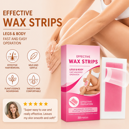 Gentle Wax Hair Removal Strips with Nourishing Skin Care