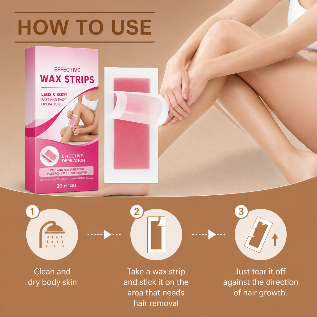 Gentle Wax Hair Removal Strips with Nourishing Skin Care