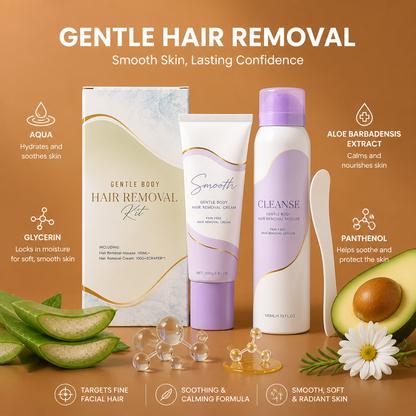 Gentle Hair Removal Cream & Mousse Set for Smooth-Looking Skin