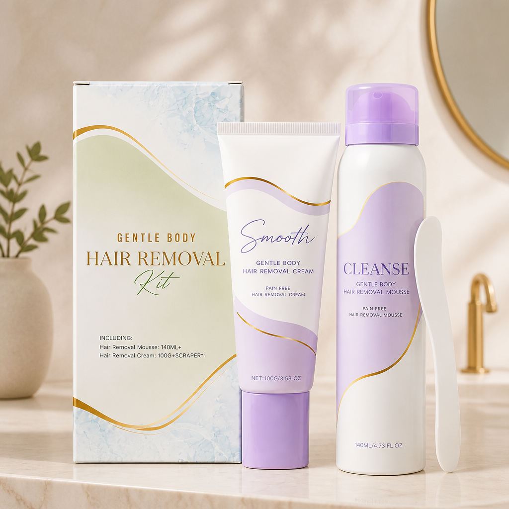 Gentle Hair Removal Cream & Mousse Set for Smooth-Looking Skin